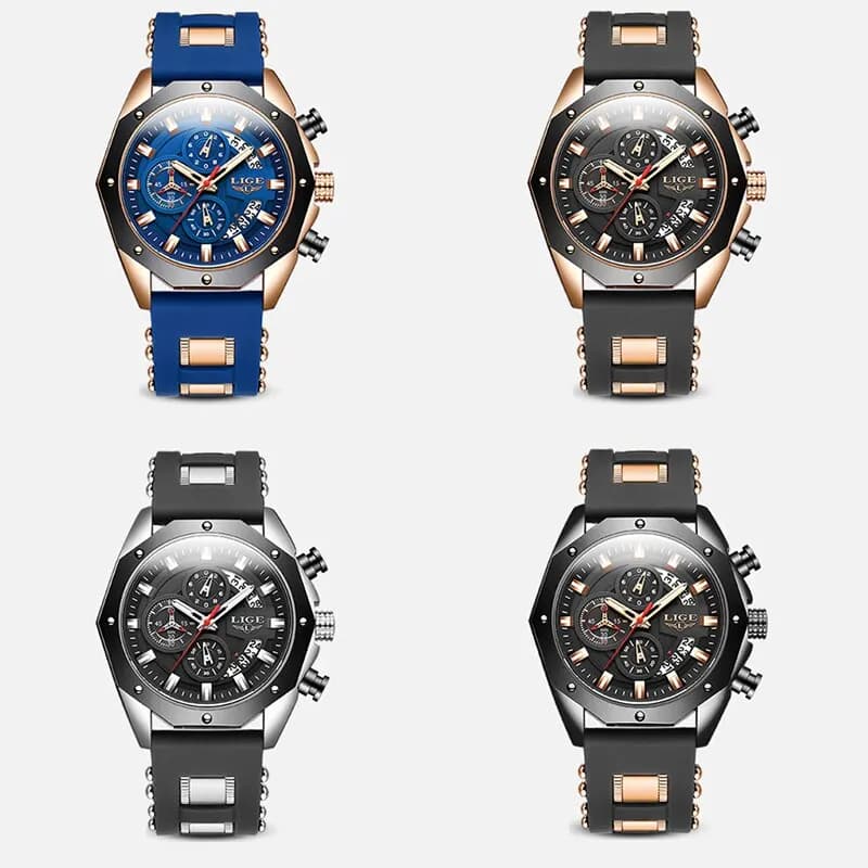 LIGE Fashion Men Watches Top Brand Luxury Silicone Sport Watch Men Quartz Date Clock Waterproof Wristwatch Chronograph Clock Man - 6