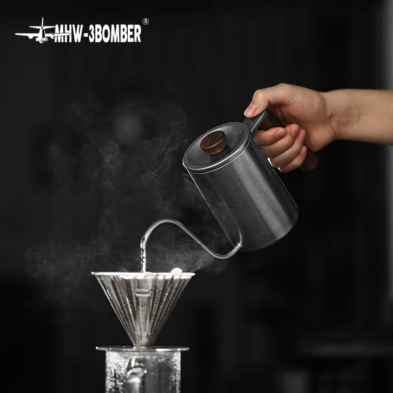 إبريق قهوة بتصميم عنق إوز من الفولاذ المقاوم للصدأ سعة 400/600 مل - أدوات بارستا أنيقة للمطبخ - 5