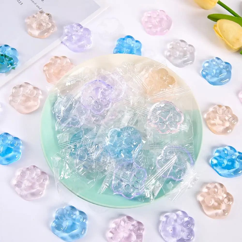 Kawaii Cat Claw Squeeze Toys Cartoon Anti Stress Sensory Fidgets Toy Simulation Transparent Cat Foot Squishy Unique Adults Gifts - 4
