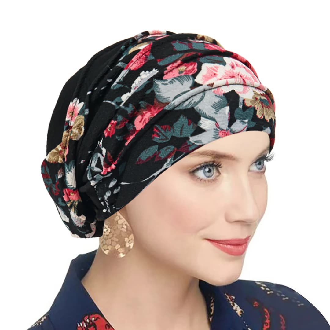 Trendy Printed Flower Cap Night Sleeping Cap Muslim Women Hijab Leopard Bonnet Ladies Headscarf Convenient Hat Wrap - 2