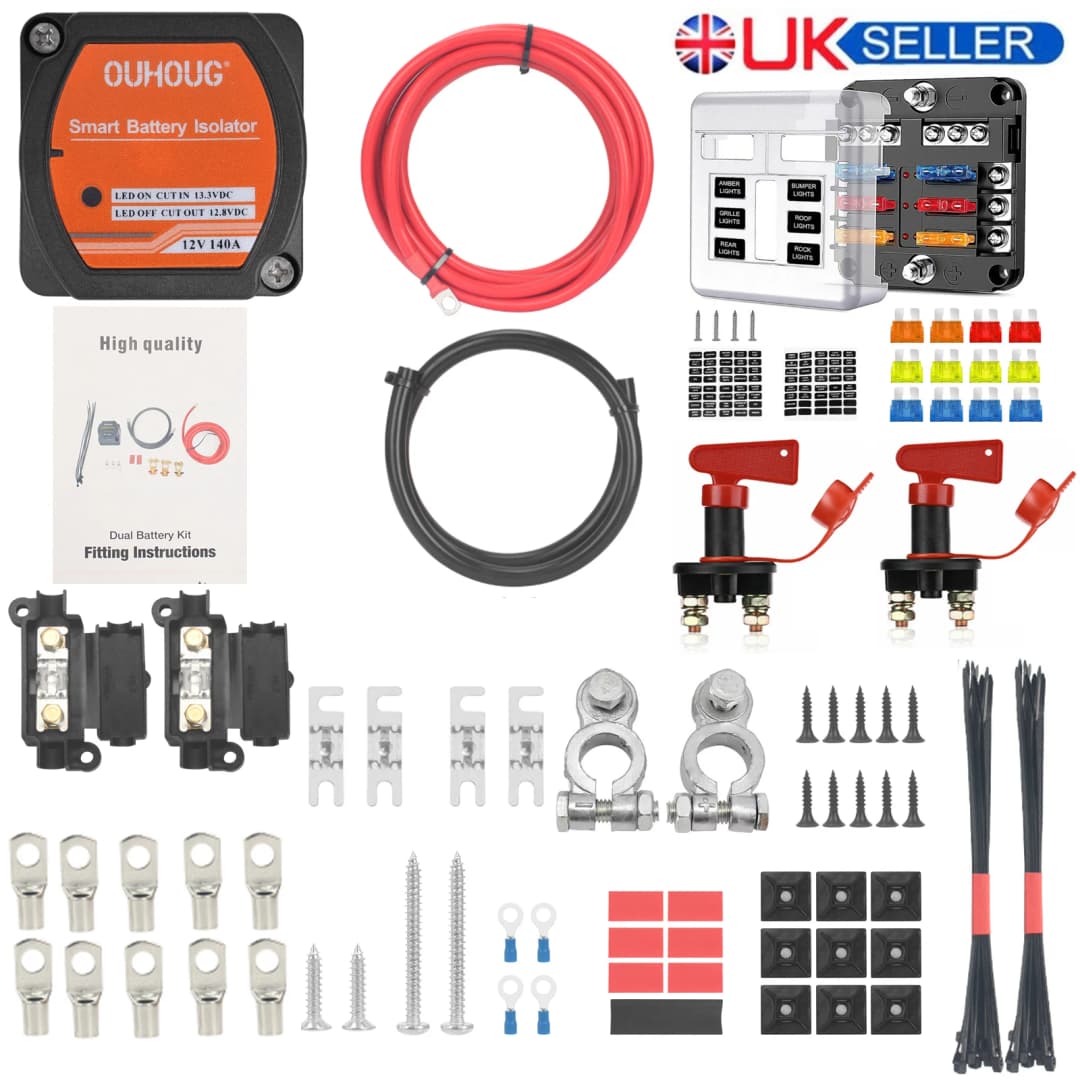 3/5/7M VEVOR Split Charge Relay Kit Voltage Sensitive 12V 140A VSR Ready Made Leads Durable Power Relay ATVs UTVs RV Camping Van - 4