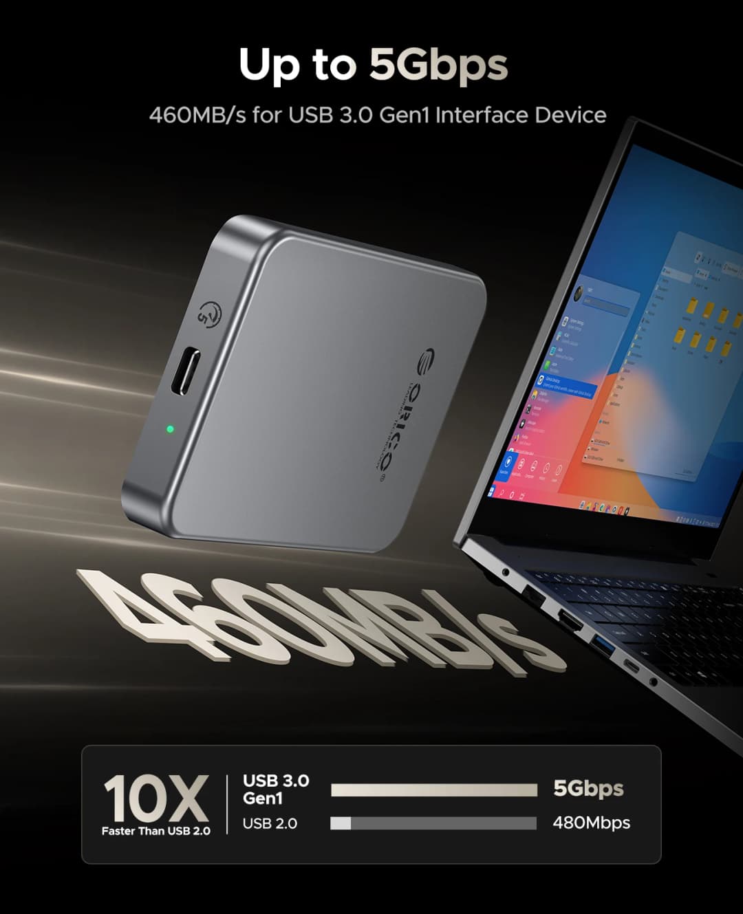 ORICO SSD محمول مغناطيسي 4K بسرعة 120 إطارًا في الثانية ProRes HDR للتسجيل والتخزين، بسرعة تصل إلى 460 ميجابايت/ثانية لهاتف iPhone 15 16 Pro Max - 3