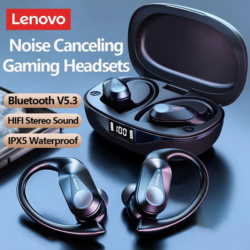سماعات أذن رياضية لاسلكية لينوفو LP75 OWS بلوتوث 5.3 سماعات أذن مقاومة للماء ستيريو HiFi إلغاء الضوضاء سماعات ألعاب