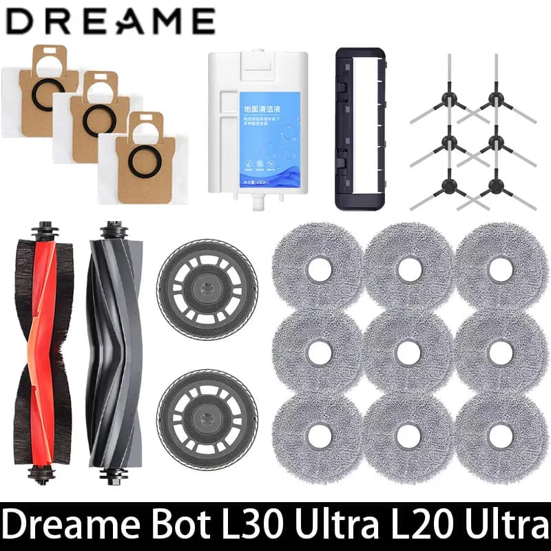 قطع غيار مستهلكات روبوت تنظيف Dreame Bot L30 Ultra L20 Ultra فرشاة جانبية رئيسية فلتر هيبا قطعة قماش للممسحة كيس غبار اكسسوارات