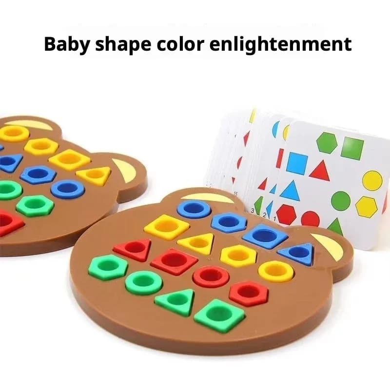 Geometric Shape Matching Puzzle, Montessori Wooden Sorting Toy for Toddlers, Educational Cognitive Training Game for Kids - 2