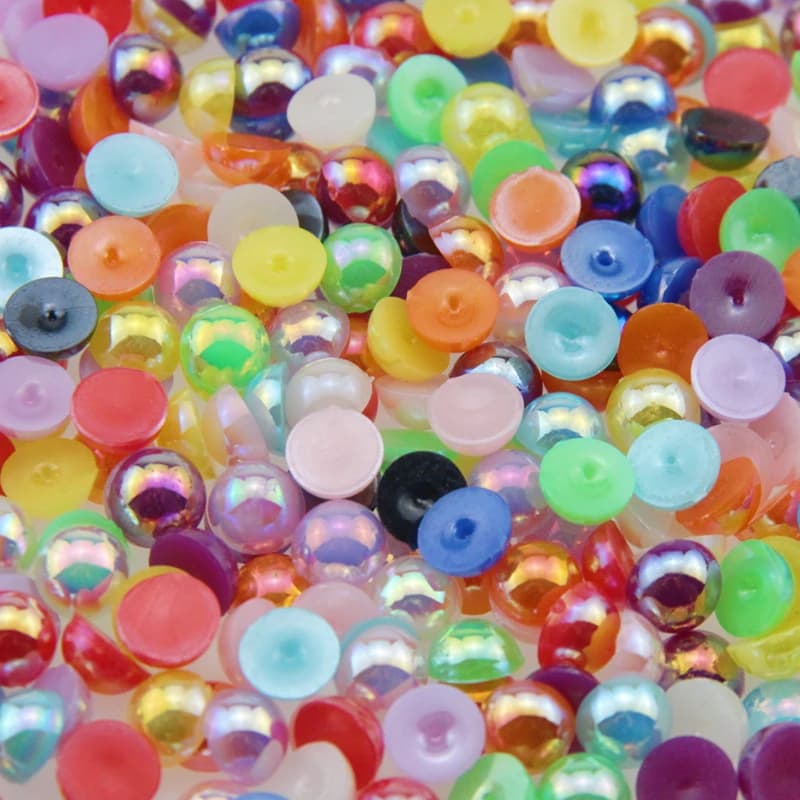 15Gram/Pack Imitation Pearls 6-8mm Round Flat Bead Handmade Jewelry DIY Clothing Luggage Crafts Accessories Material Beads - 2