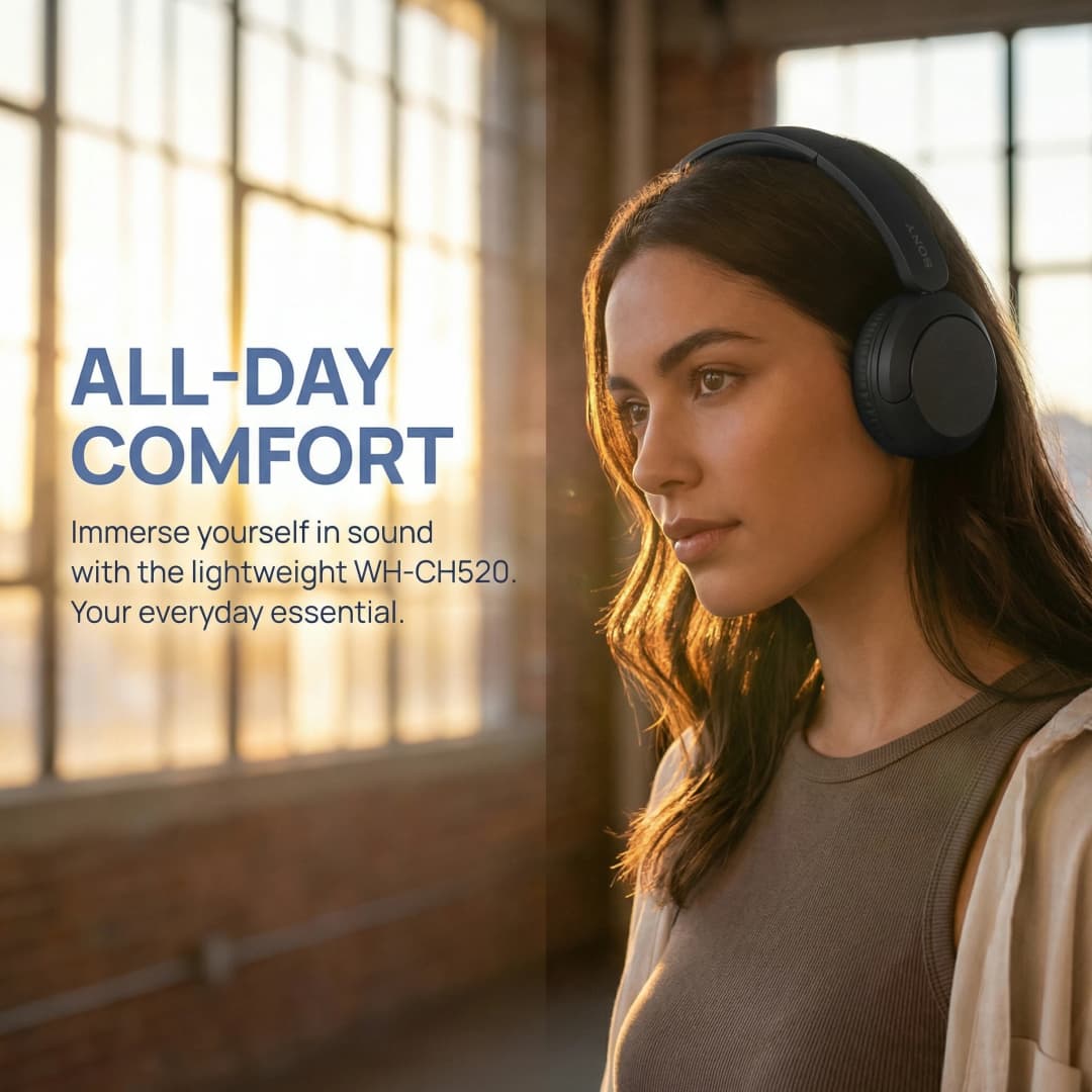 SONY WH-CH520 Efficient Wireless Headwear Bluetooth Earphones Comfortable to Wear Music Earphones with 8 Preset Sound Effects to - 5