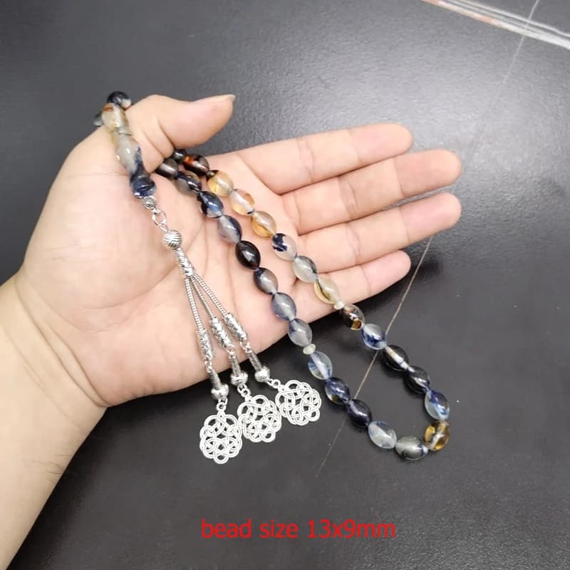 Luminous Tasbih bracelet Blue resin Muslim misbaha Eid Gift islamic accessories masbaha turkish jewelry 33 prayer beads bracelet - 6