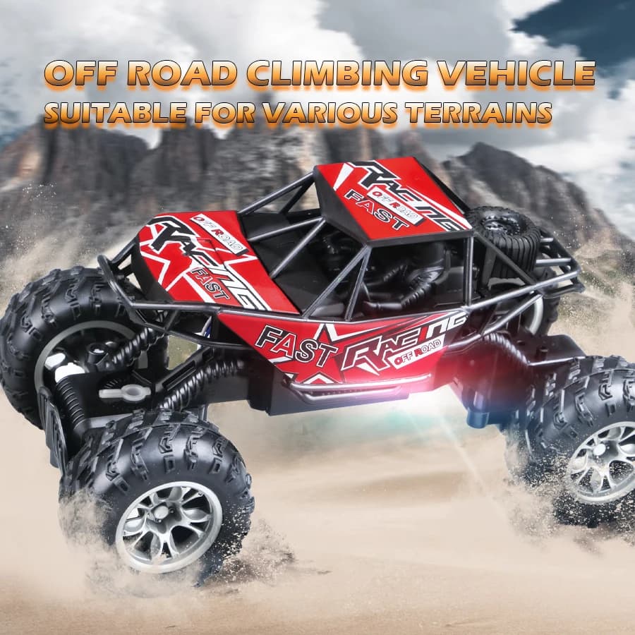 سيارة تحكم عن بعد 4WD مع أضواء، إطارات مطاطية مضادة للانزلاق، نموذج سيارة لعبة للتسلق على الطرق الوعرة، للأطفال - 4