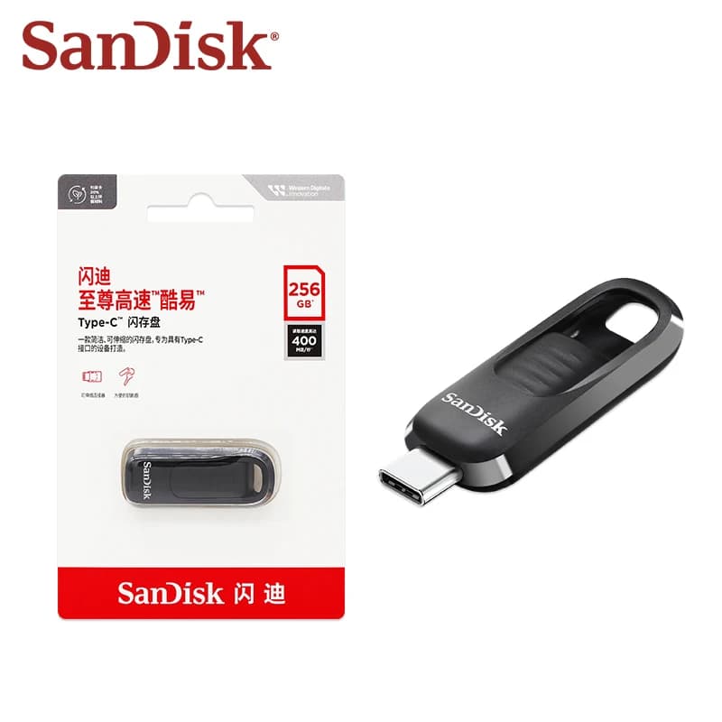 محرك أقراص فلاش SanDisk Ultra Slider CZ480 قلم محرك أقراص 64GB 128GB 256GB سرعات قراءة حتى 400MB/s USB 3.2 Type-C فلاش ديسك للكمبيوتر اللوحي - 6