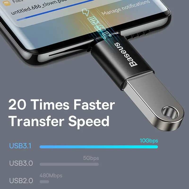 محول نقل بيانات Baseus USB OTG من نوع C أنثى إلى ذكر USB محول شحن سريع لابتوب ماك بوك سامسونج - 6