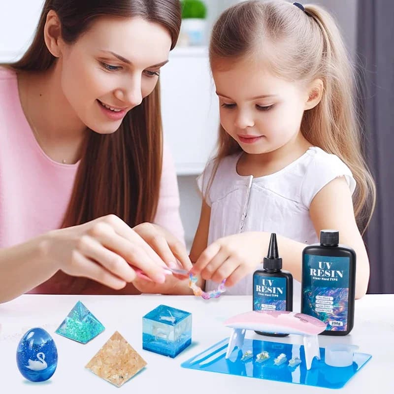 Hard UV Resin Glue Kit Fast Curing Epoxy Resin UV Glue with Mixing Tools for Starter Supplies for Art Craft Jewelry Making DIY - 5
