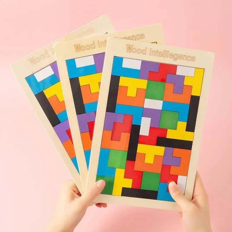 لعبة بازل ثلاثية الأبعاد من الخشب Montessori، قطع روسية Tangram، لعبة تعليمية للأطفال من Gowinbaby - 5