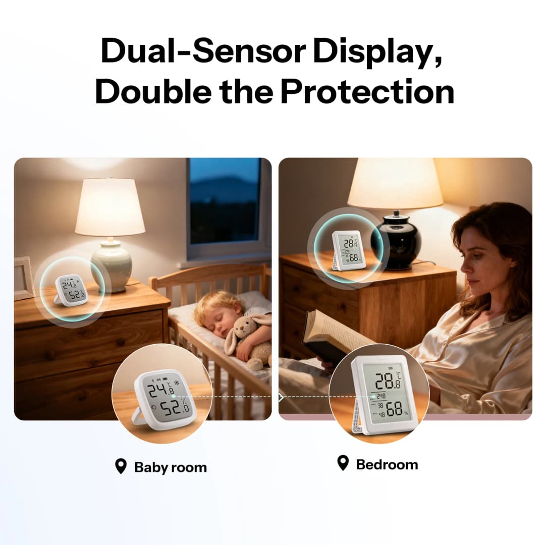 SONOFF AirGuard TH 3.6'' LCD Zigbee Temperature And Humidity Sensor SNZB-02DR2 App Monitoring Advanced Analysis 24-hour Extremes - 6