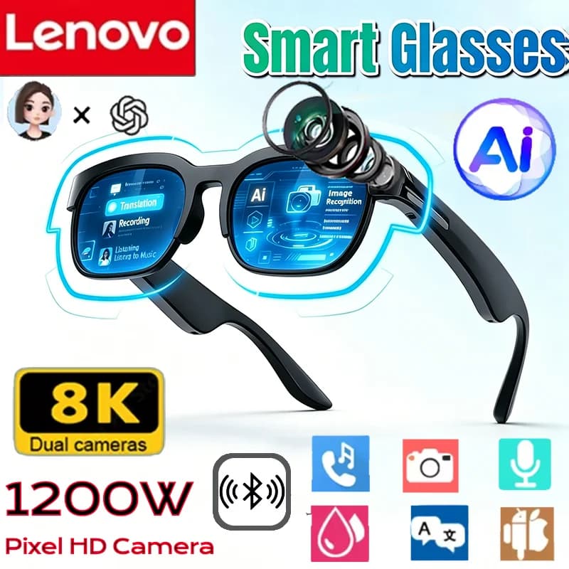 Lenovo  Smart Glasses 2026 New AI Translation Bluetooth Conversation Recording Listening To Music Men Women Smart Sunglasses