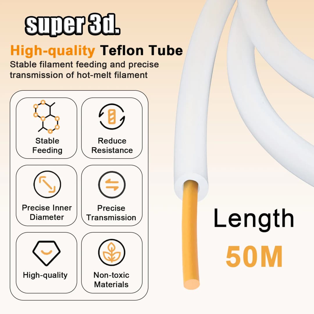1/2/50 متر أنبوب PTFE من Bambu Lab بقطر داخلي 2.5 ملم وقطر خارجي 4 ملم P1P AMS A1 Mini أنبوب تفلون 1.75 ملم لطابعة 3D BambuLab A1/A1 mini/P1P/P1S/X1C - 3
