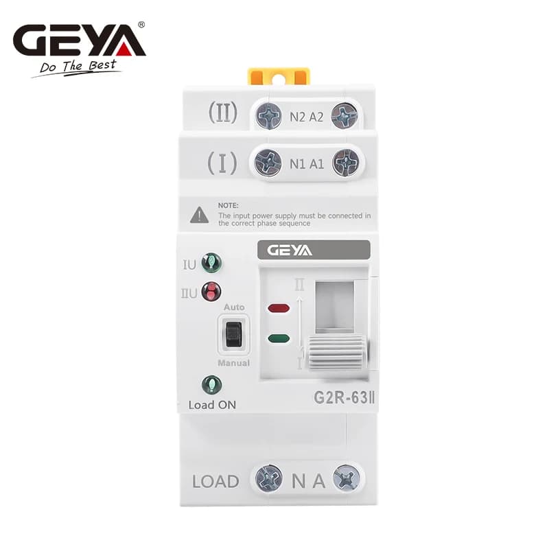 مفتاح تحويل تلقائي GEYA G2R على قضيب التثبيت ATS مفتاح اختيار كهربائي مزدوج الطاقة طاقة غير منقطعة 25A 40A 63A 110V 220 - 2