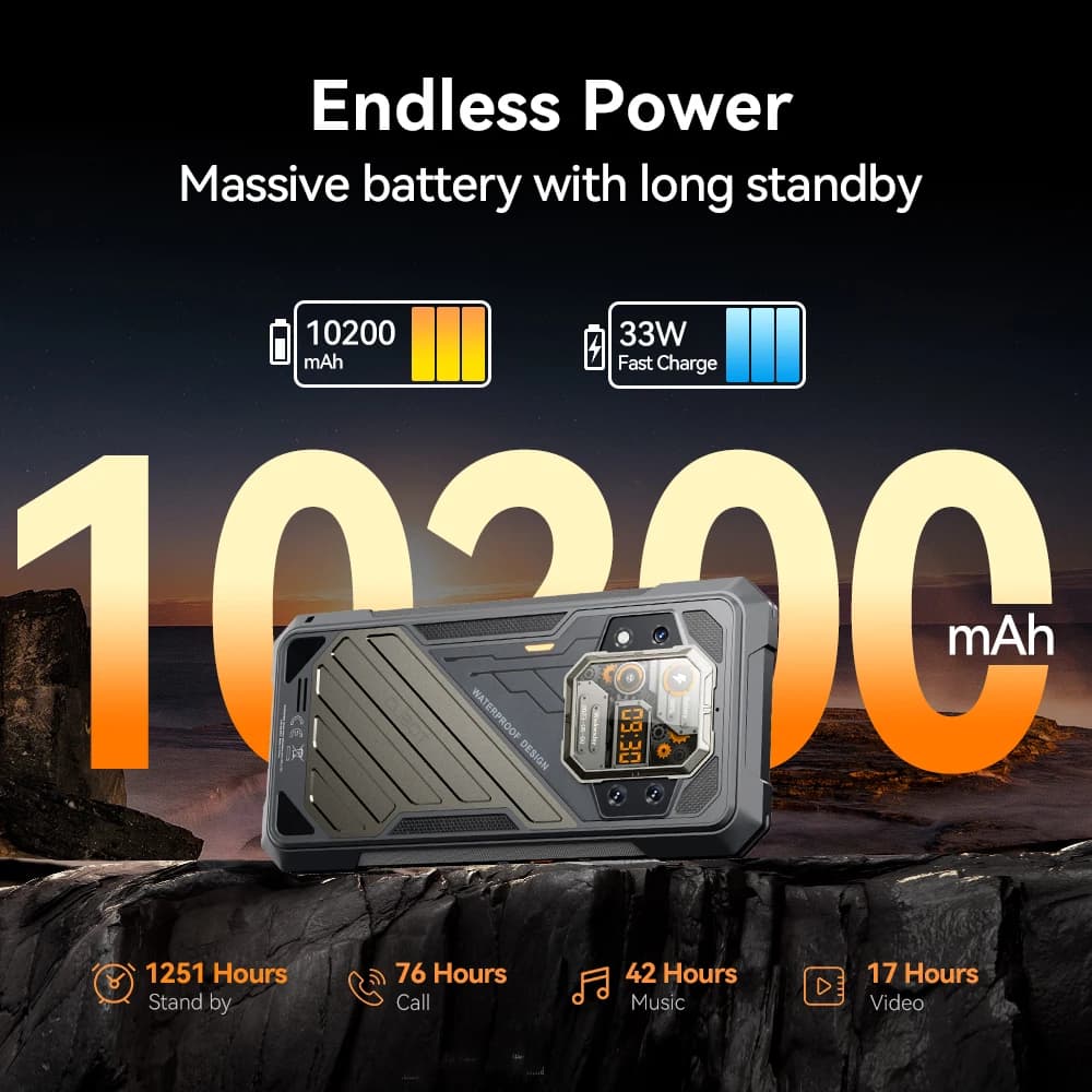 CUBOT KINGKONG X, Rugged Smartphone 5G, 32GB RAM(16GB+16GB), 256/512GB ROM, 10200mAh, 6.583-Inch 120Hz Screen, NFC,WiFi 6, 100MP - 4