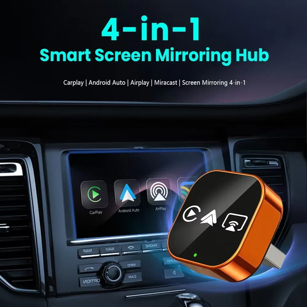 محول CarRocket 4 في 1 من سلكي إلى لاسلكي لسيارات Android Auto مع رابط مرآة وصندوق ذكي Mini Ai USB تشغيل فوري عبر Bluetooth وWiFi - 3