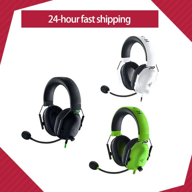 سماعات رأس Razer BlackShark V2 X سلكية جديدة للألعاب إلغاء ضوضاء سلبي متقدم صوت محيطي 7.1 ميكروفون هايبر كلير