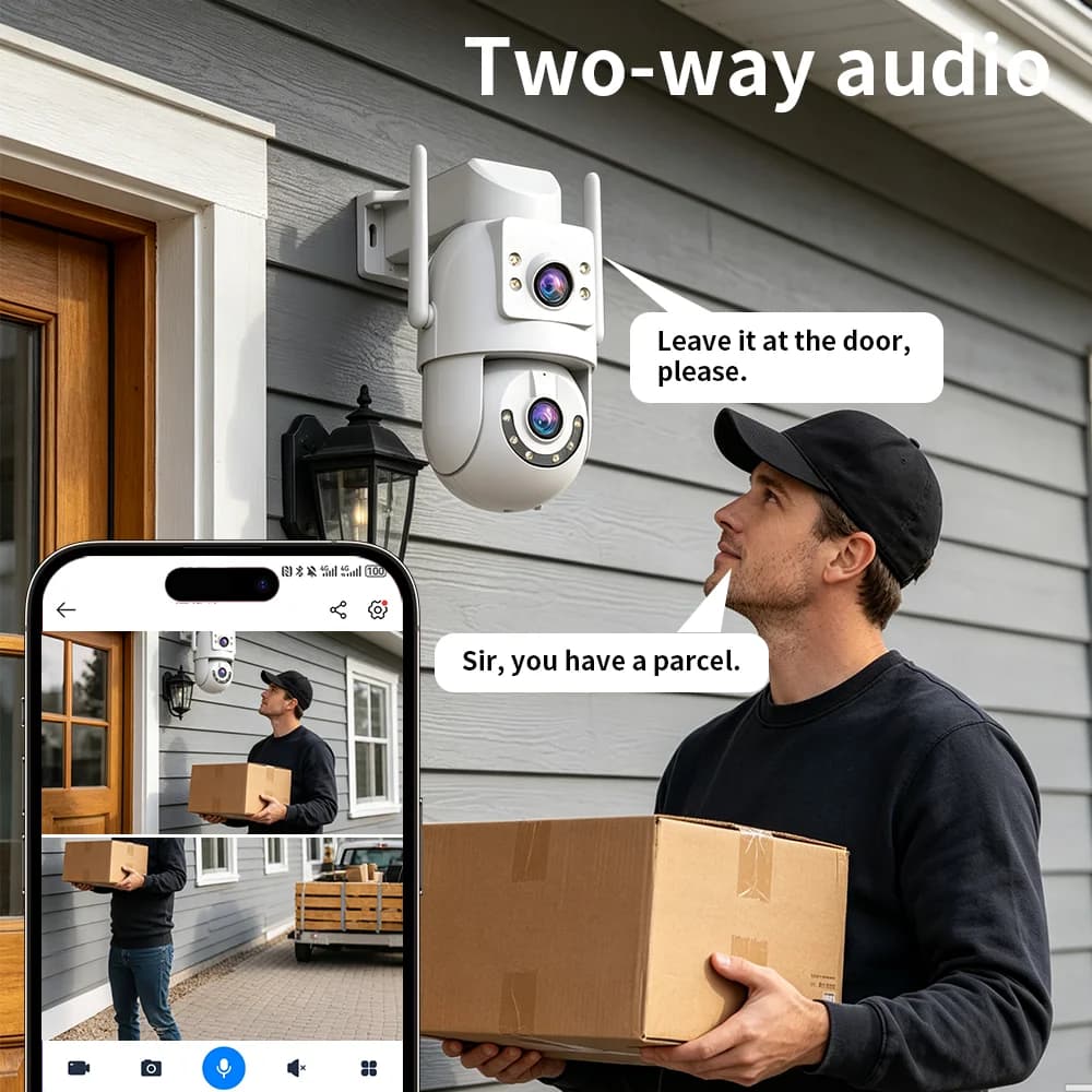كاميرا Jooan بدقة 4K و8 ميجابكسل HD بتقنية Wifi PTZ، خارجية، 5G Wifi، عدسة مزدوجة، كاميرات IP أمنية، تقريب 5X، تتبع الذكاء الاصطناعي، متوافقة مع ONVIF CCTV - 3