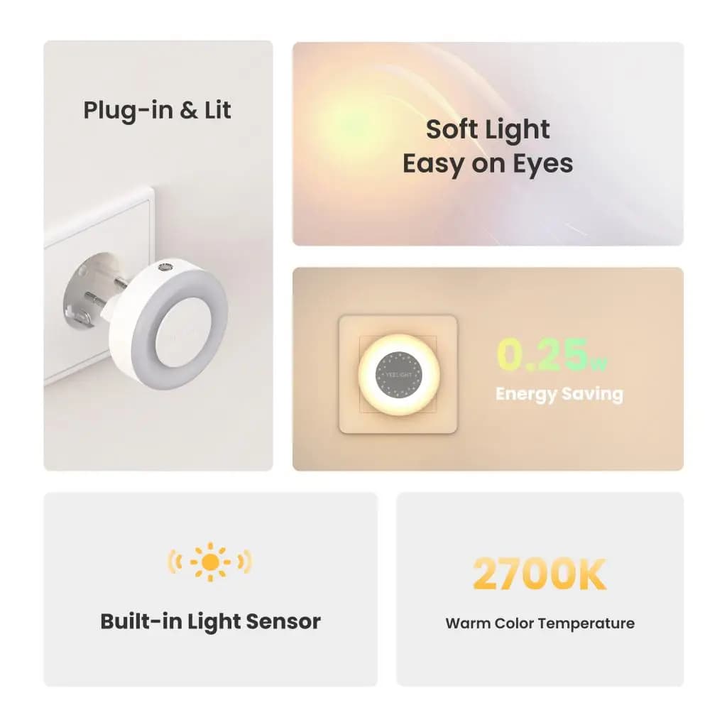 مصباح ليلي يعمل بالإستشعار للضوء وحركة الجسم من يي لايت، مصباح خزانة ملابس يعمل بتقنية LED لغرف الأطفال والمطبخ - 4