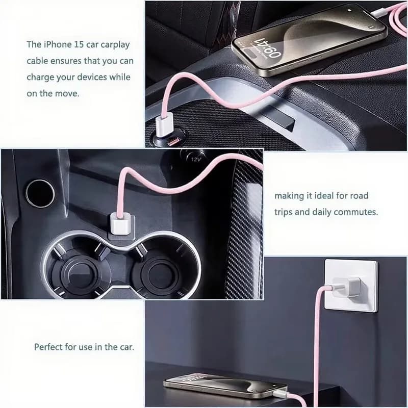 كابل شحن سريع من النايلون المضفر USB-C إلى USB C بقوة 60 واط لهواتف iPhone 17 و16 و15 /Pro Max ومتوافق مع أجهزة Samsung Type C - 5