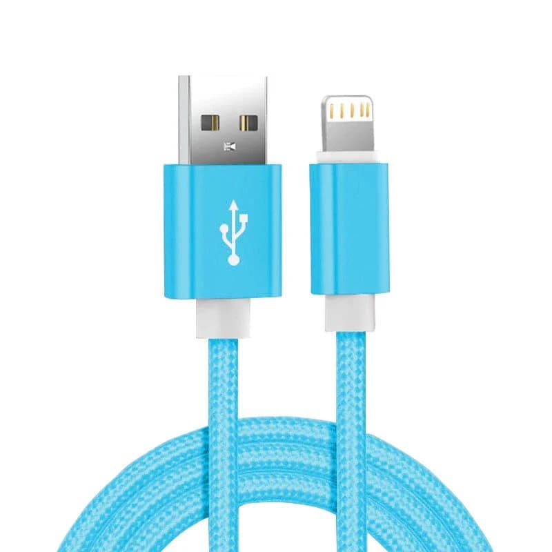 كابل شاحن USB مضفر من النايلون المعدني لهاتف iPhone 14 8 7 6S Plus X XR XS 11 12 13 Pro Max iPad 9 سلك بيانات شحن سريع 1 متر 2 متر 3 متر - 4
