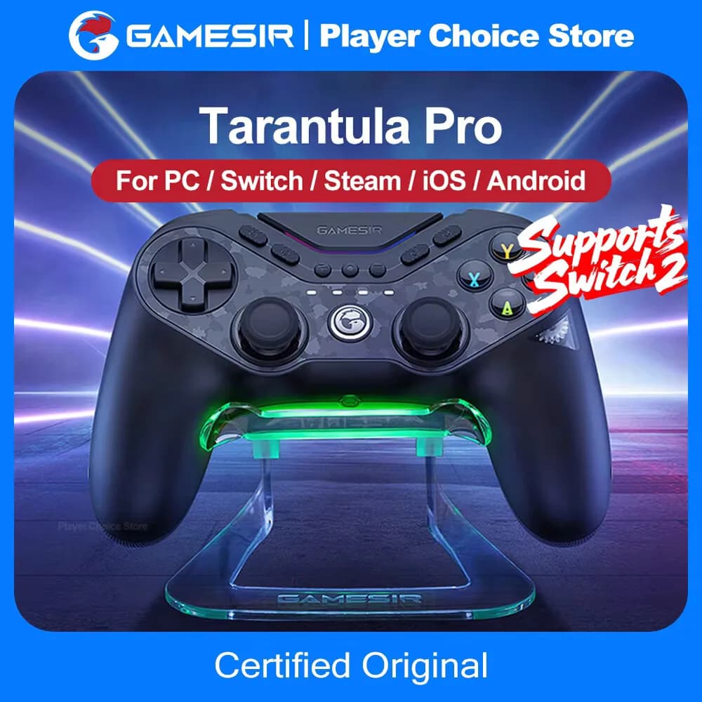 وحدة تحكم GameSir Tarantula Pro للحاسوب ونينتندو سويتش 2 وأندرويد وiOS مع عصي TMR Hall وNFC وجيروسكوب 6 محاور و9 أزرار قابلة للبرمجة