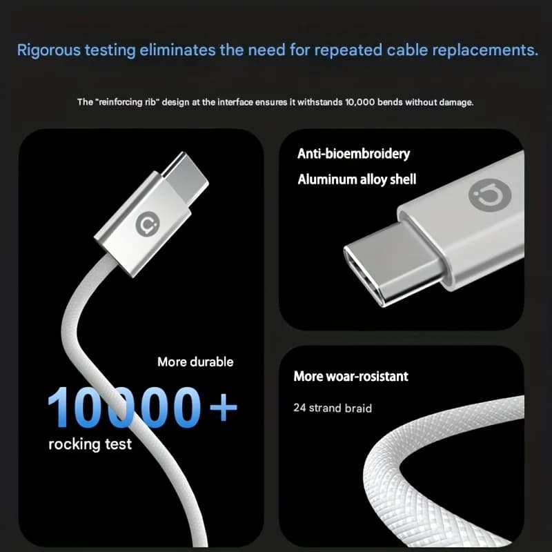 ASUS 60W USB to Type C Fast Charging Cable for Iphone 17 Pro Max 16 Plus 15 Samsung Xiaomi Carplay Charge Data Line - 4