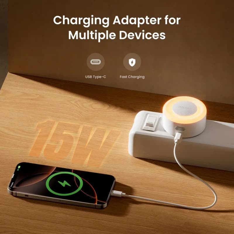 إضاءة ليلية صغيرة من YEELIGHT، أبيض دافئ، 220V، وضع استشعار الضوء، منفذ شحن Type-C، طاقة منخفضة 0.25W، 2700K، قابس EU - 3