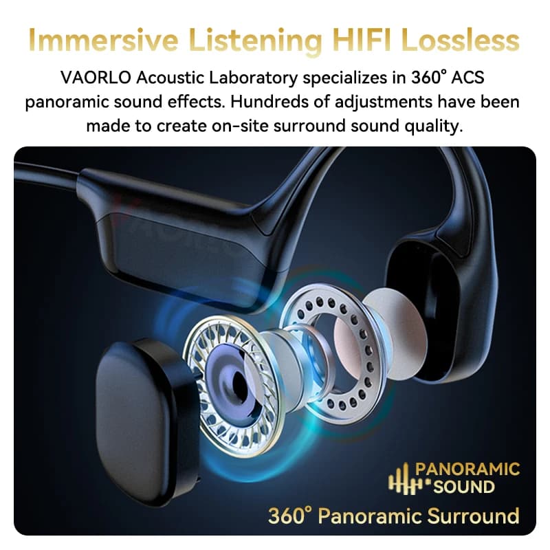 سماعات S10 بلوتوث 5.4، توصيل عظمي حقيقي، سماعات موسيقى HIFI، مشغل MP3 سعة 32 جيجابايت، شاشة LED رقمية، مقاومة للماء IPX8 للسباحة - 3