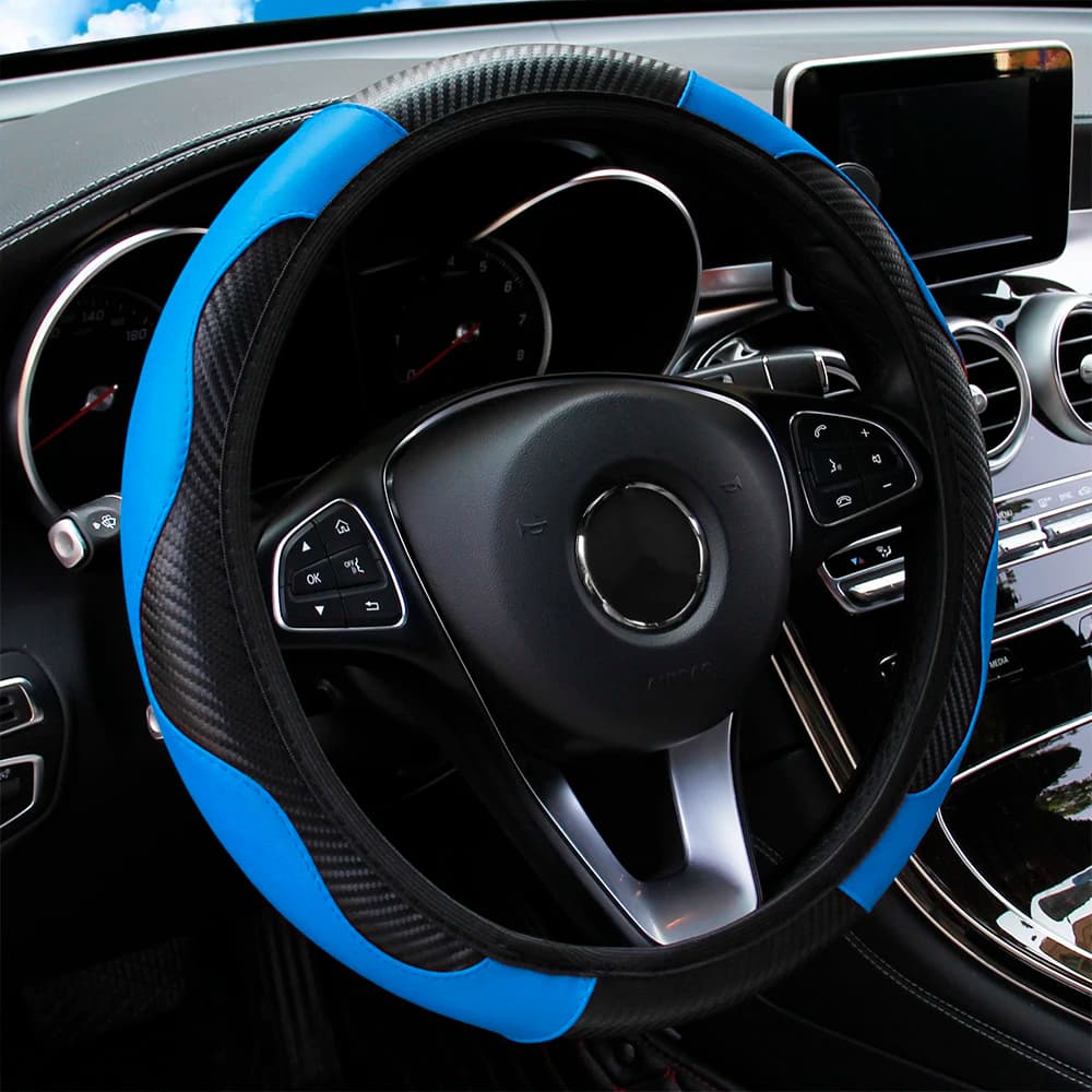 PU carbon fiber leather no inner ring car steering wheel cover is suitable for 14.5 - 15 inch car decoration items. - 6