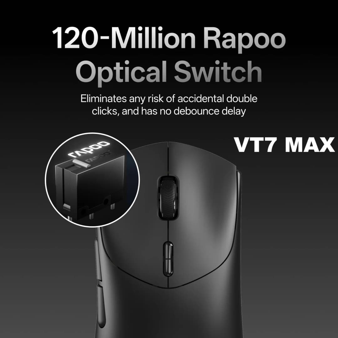 ماوس الألعاب اللاسلكي Rapoo VT7 MAX /VT7 بمعدل استطلاع لاسلكي حقيقي 8K ووزن 53 جرام خفيف وبطارية تدوم حتى 750 ساعة - 4