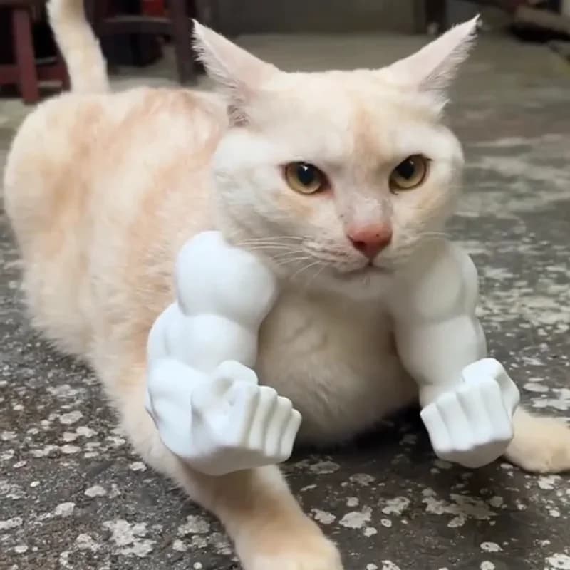 Cat Muscle Arm Pendant Pet Cat Fist Neck Fist Set Show Cat Doll Arm Strong Neck Hanging - 3