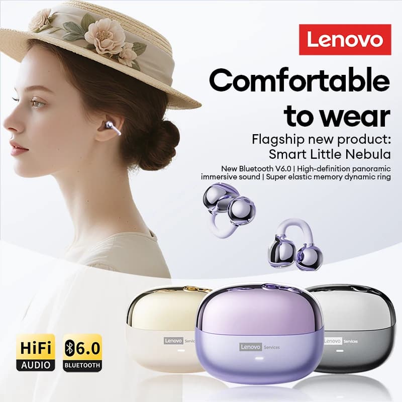 اختيار سماعات أذن Lenovo LE302 OWS مشبك أذن سماعات أذن لاسلكية منخفضة الكمون مكالمة HD سماعات بلوتوث موسيقى HiFi رياضية عصرية - 3