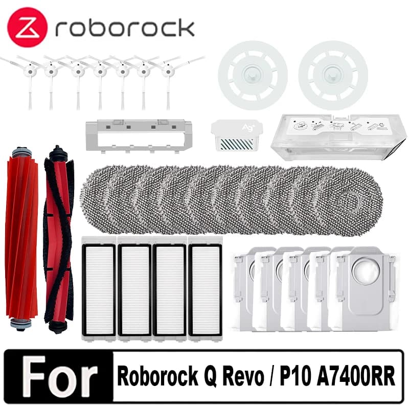 إكسسوارات مكنسة Roborock Q Revo / P10 A7400RR: ممسحة، كيس غبار، فرشاة جانبية رئيسية، مرشح لأجزاء المكنسة الكهربائية