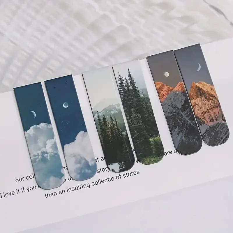 2 قطعة علامة كتاب مغناطيسية بمنظر غابة، لعشاق القراءة والكتب