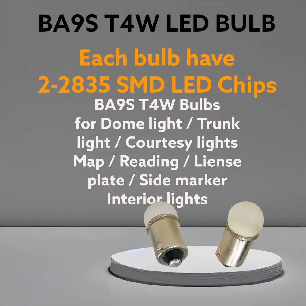 1 قطعة أوتوماتيكية بيضاء BA9S مقبس T4W 2835 SMD 2 مصباح LED خلفي قبة إشارة تحول أضواء سيارة إسفين جانبي علامة مصابيح 12V DC - 4