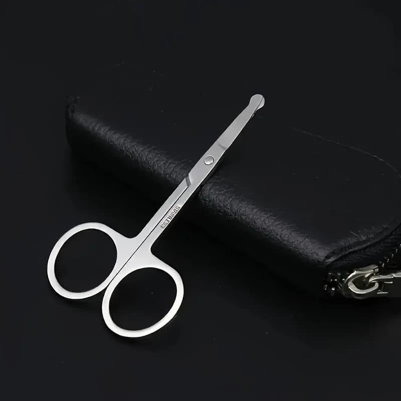 Precision Nose Hair Scissors, Round Tip Scissors for Eyebrows, Beard, Mustache and Ear Hair Trimming Facial Grooming Tools with - 4