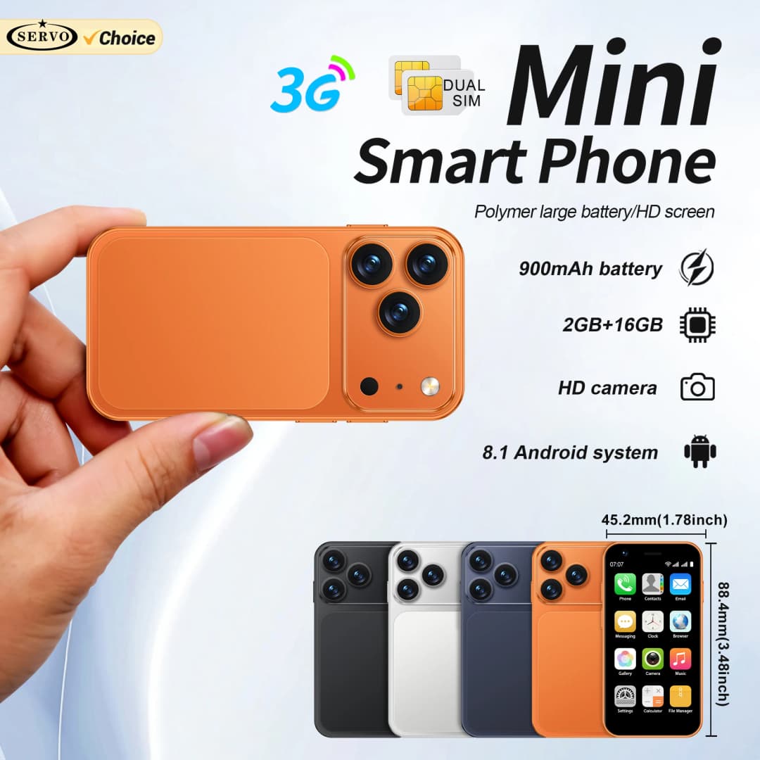 هاتف ذكي صغير SERVO 18SE MINI، أندرويد، 3G WCDMA، بطاقتي SIM، 2GB+16GB، متجر Play، Wi-Fi، فتح الوجه، شاشة 3.0 بوصة