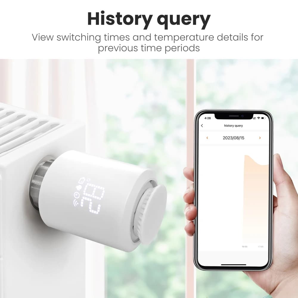 AVATTO 1-6 قطع مشغل مبرد ترموستات ZigBee، صمام تحكم بدرجة الحرارة ترموستات TRV سمارت، تويا أليكسا جوجل هوم - 4