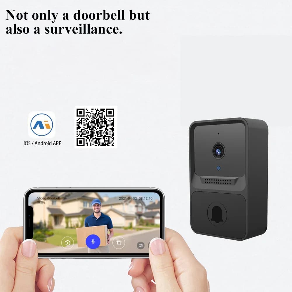جرس باب لاسلكي WiFi مع كاميرا HD خارجية، أمان، رؤية ليلية، إنتركوم فيديو، تغيير الصوت، هاتف باب للمراقبة المنزلية - 4