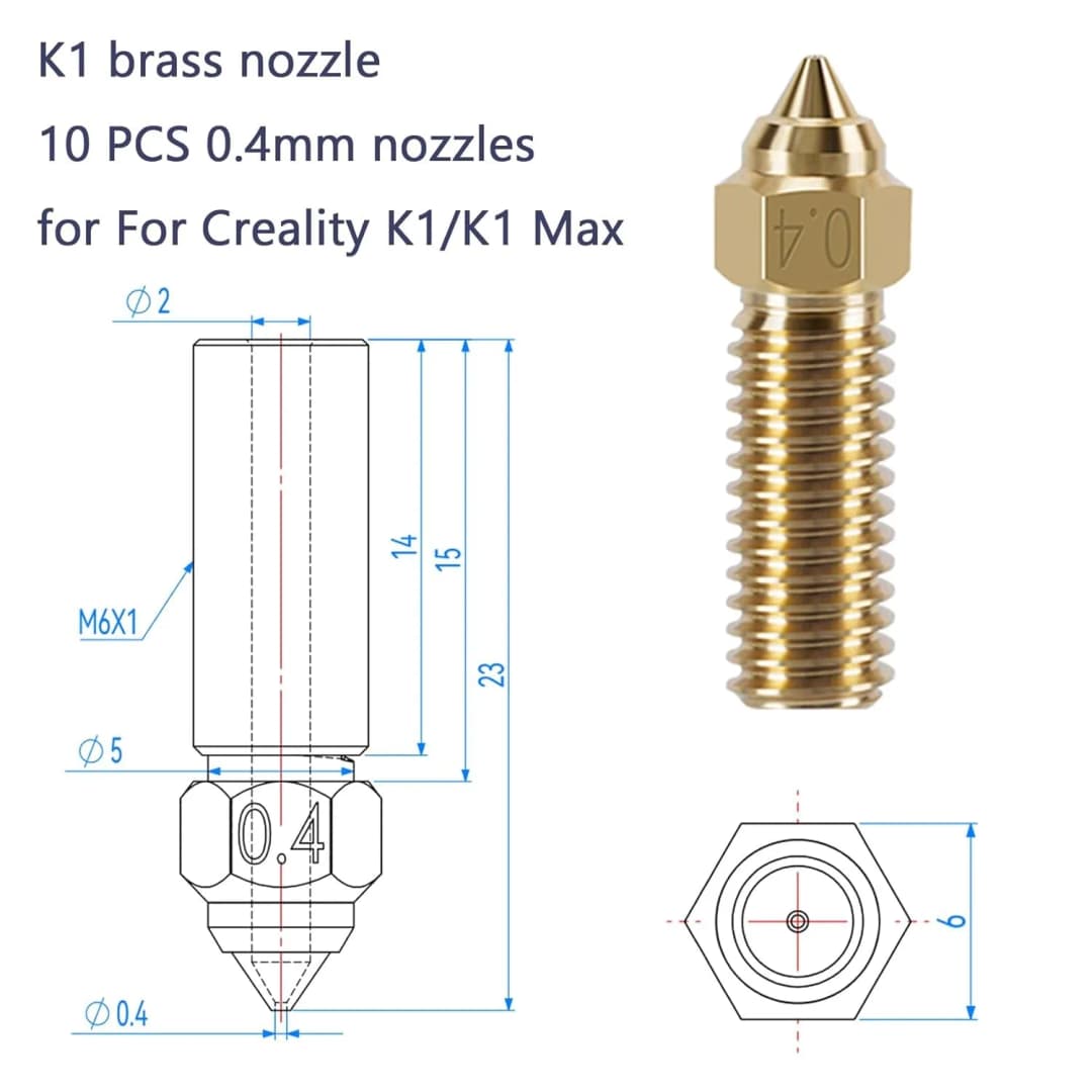 Creality Official Ender 3 V3 KE Brass Nozzle Kit,5-Pack High-Speed ​​0.2mm/0.4mm/0.6mm/0.8mm Nozzle Kit,for K1/K1 Max/CR-10 SE - 3