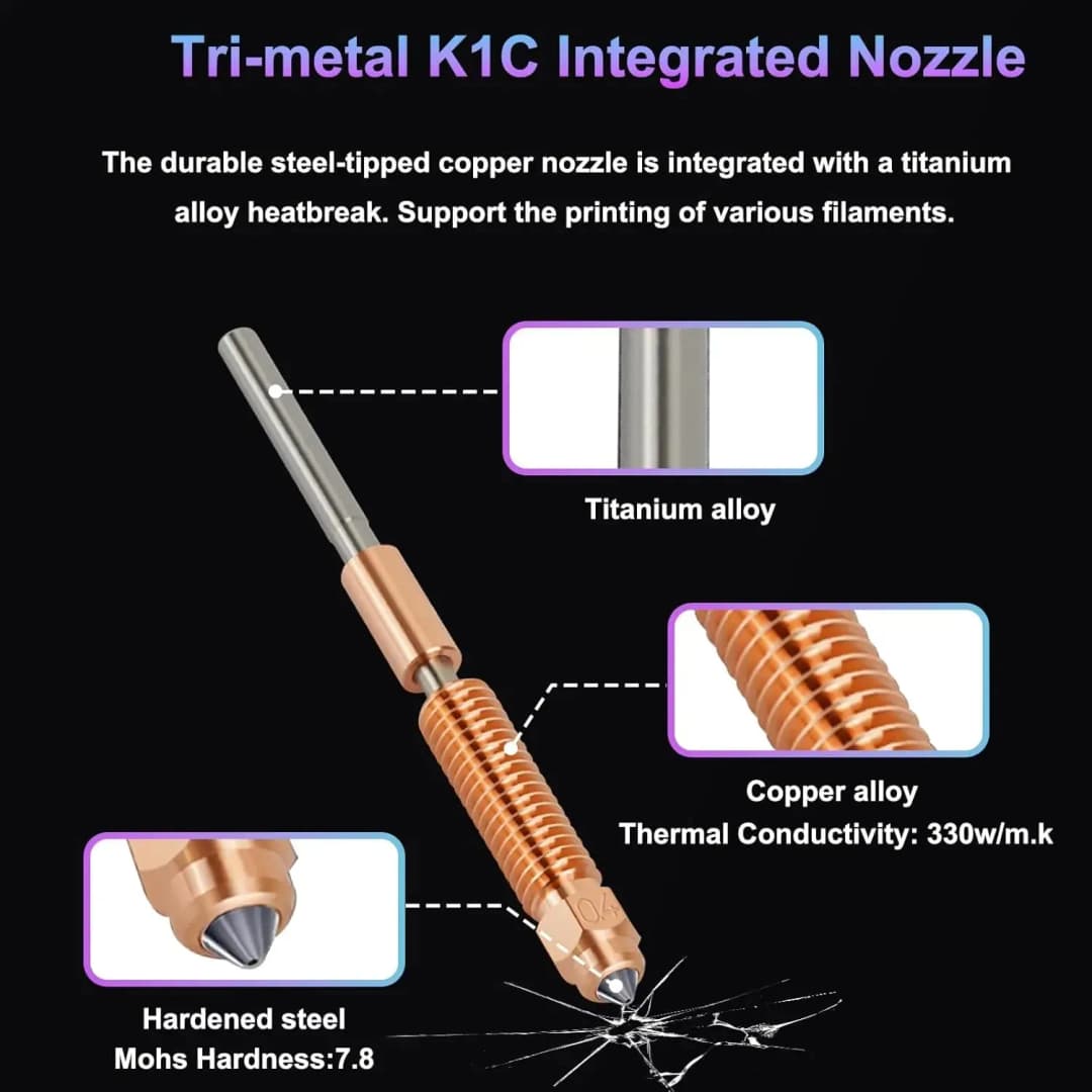 مجموعة فوهات سريعة التبديل من Creality K1/K1C/K1 Max/K1 SE للتركيب السريع وطباعة عالية التدفق بمواد محسنة - 4