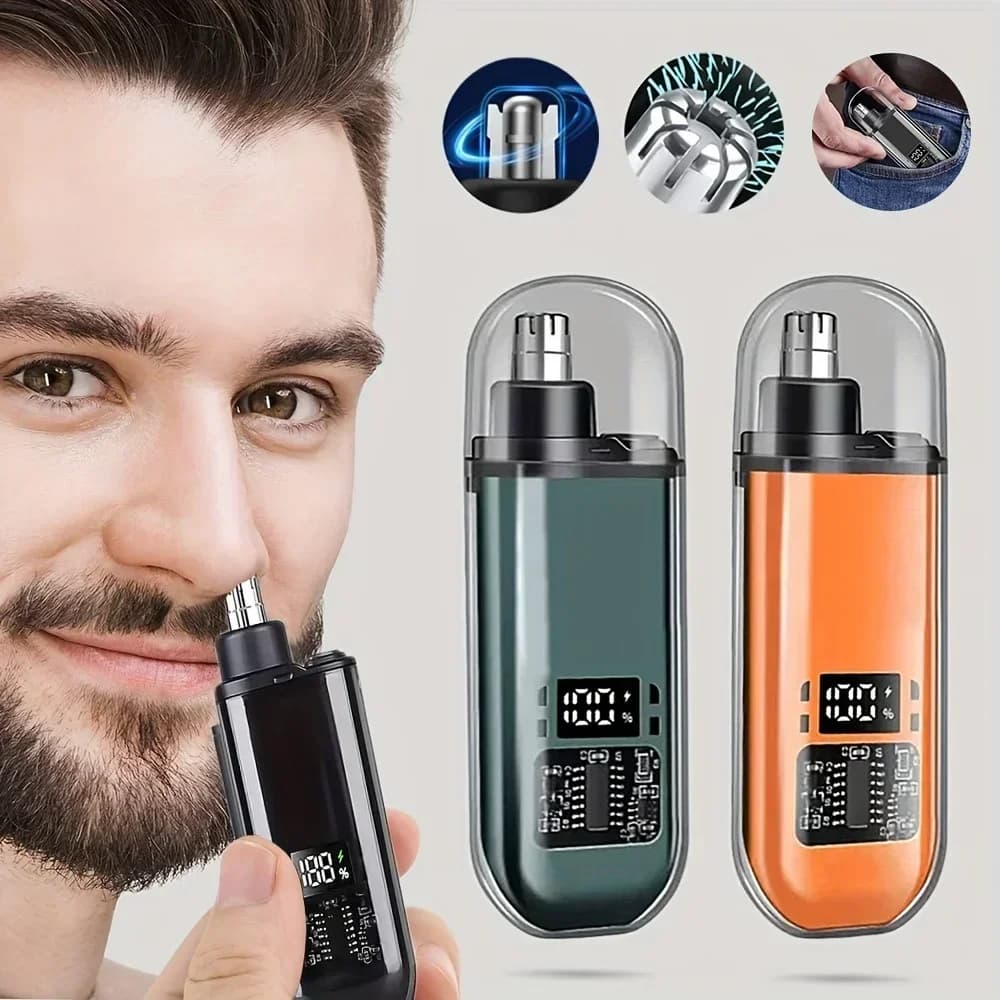 ماكينة تشذيب شعر الأنف والأذن للرجال - قابلة لإعادة الشحن عبر USB C، محمولة مع شحن سريع، مجموعة أدوات عناية مدمجة