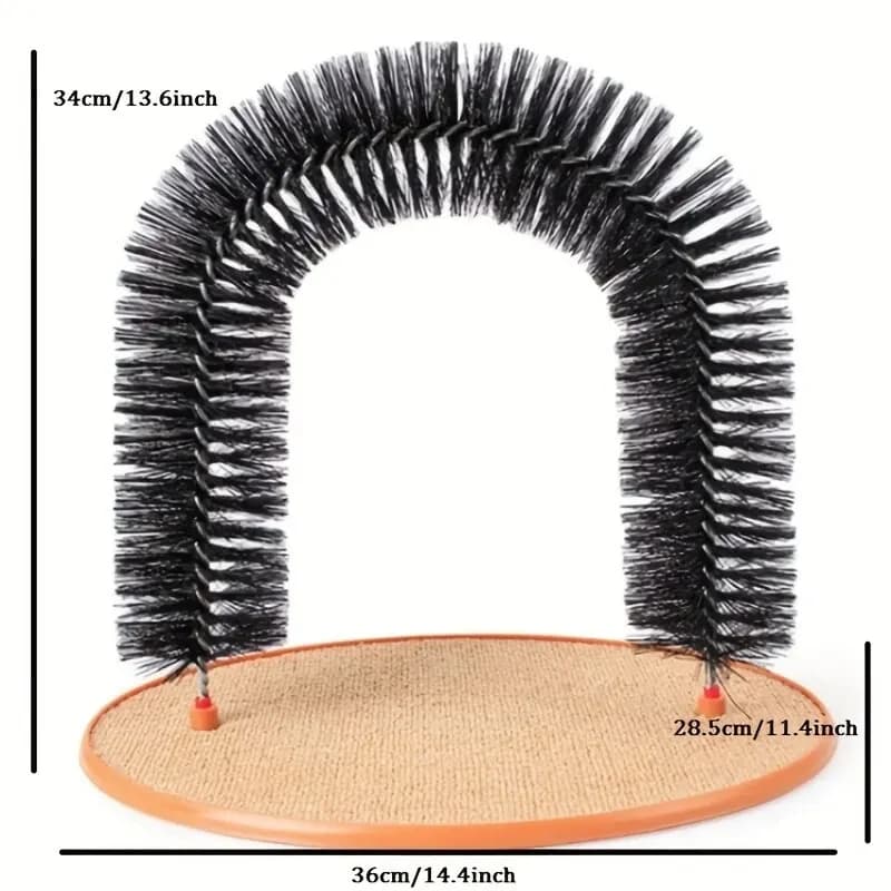 Cat Toy Arch Self Groome Pamper Feline with A Massage Grooming Rubbing Brush with Scratching Pad Toy for Cats Interactive Toys - 2