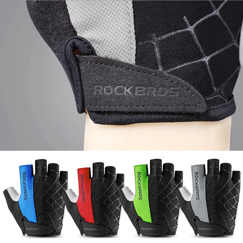 ROCKBROS قفازات ركوب الدراجات نصف إصبع مقاومة للصدمات قابلة للتنفس قفازات رياضية للدراجات الجبلية MTB للرجال والنساء قفازات قصيرة لركوب الدراجات - 4