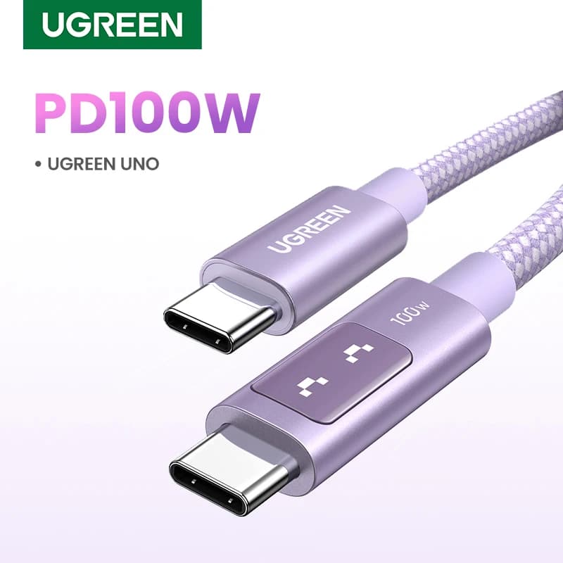 كابل USB-C متعدد الألوان من UGREEN بقوة 100 واط و60 واط يدعم PD وQuick Charge 3.0 و4.0 لأجهزة الكمبيوتر المحمول وهواتف آيفون 17 وسامسونج S25 وشاومي