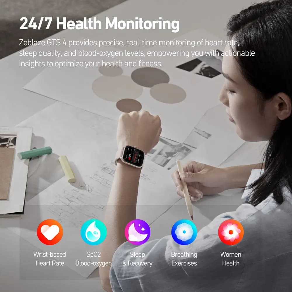 New Zeblaze GTS 4 Voice Calling 1.94" HD AMOLED Screen Smart Watch 100+ Sports Modes Heart Rate SpO2 Health Tracking Smartwatch - 5